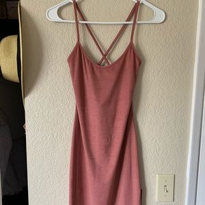 Faux suede mauve dress with high slit